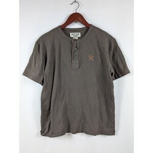 Devium Henley Short Sleeve Button Shirt Mens Large Made USA Organic Cotton 2822